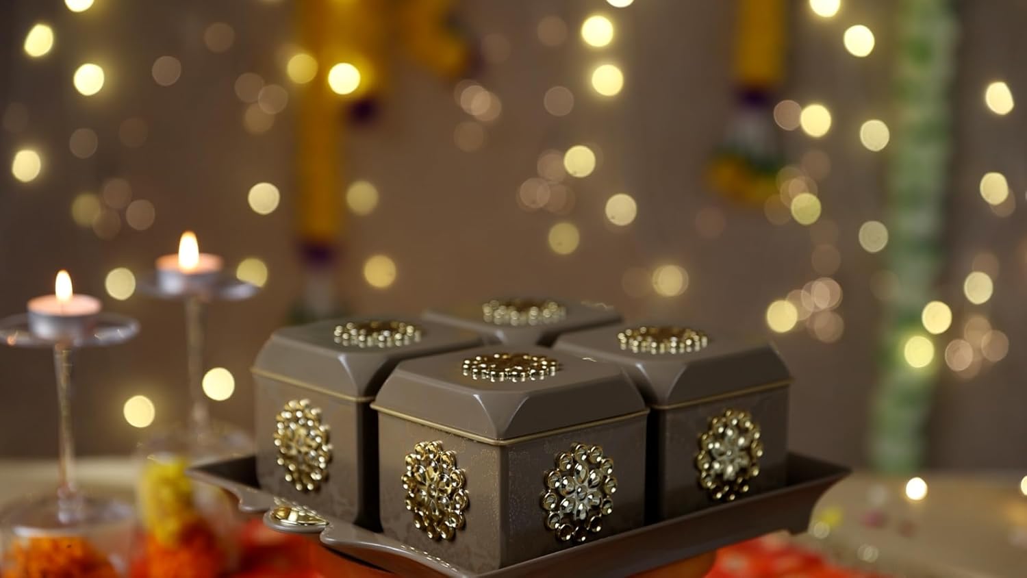 Buy Nayasa Florentine Plastic Dry Fruit Set, Set of 4, Exquisite