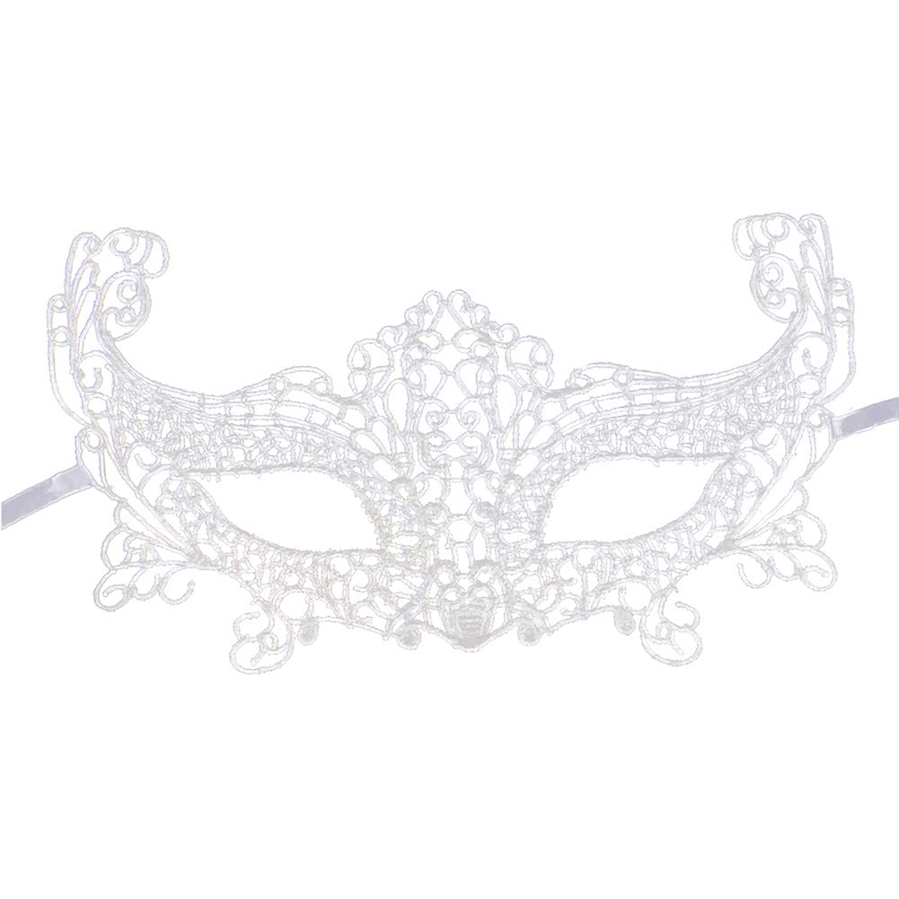 Jamron Women Elegant White Lace Eye Mask for Masquerade Halloween Party Prom Ball Carnival Dress Mask SN07830 Big Fox โ image 1