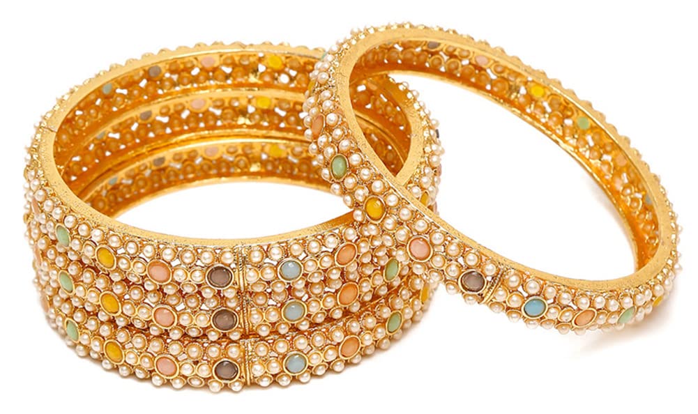 Shining Diva Fashion Latest Gold Plated Set of 4 Stylish Traditional Bangle for Women (13807b_2.4) (B0B658S21K) Amazon Price History, Amazon Price Tracker