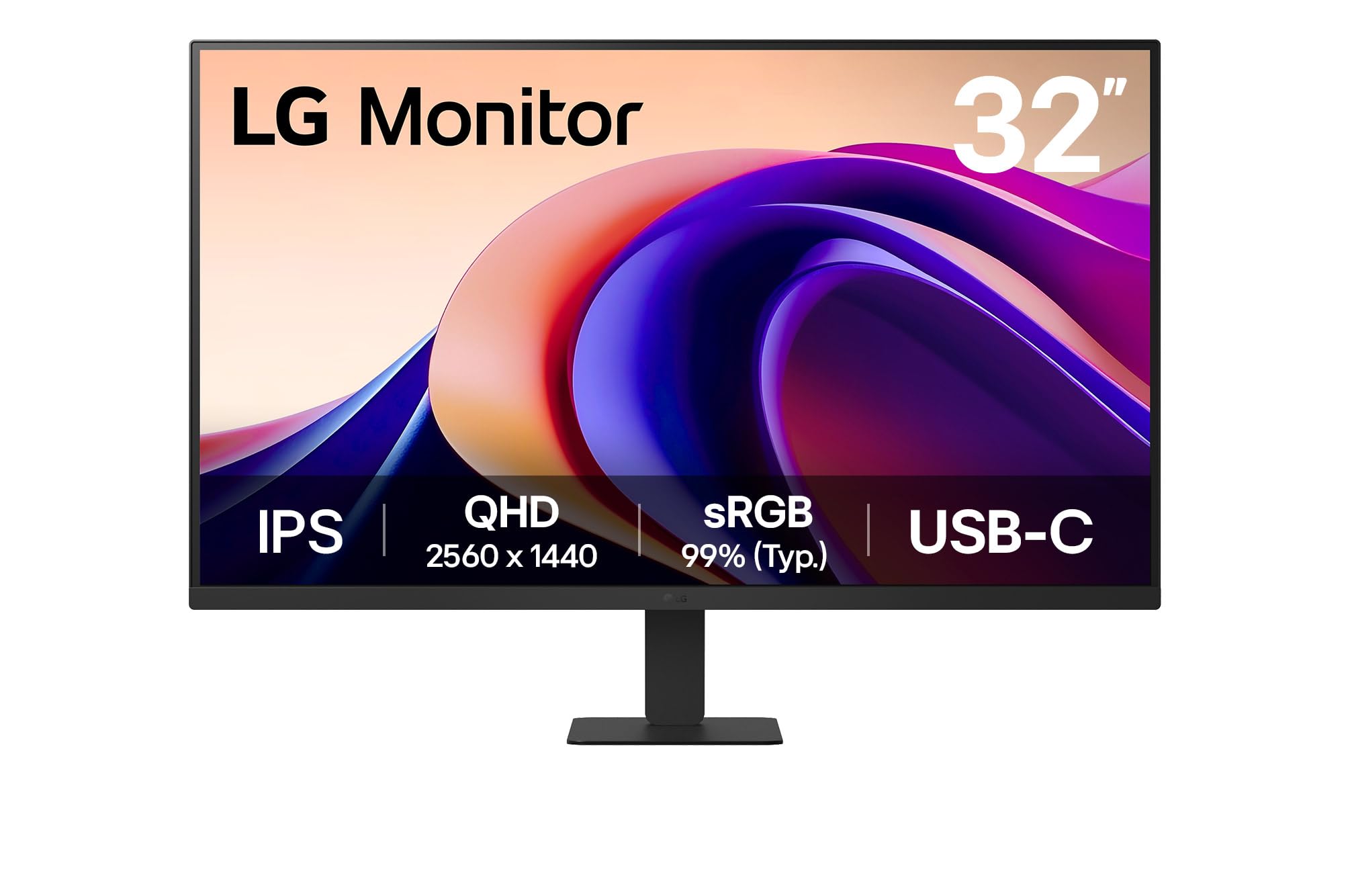 LG 32U631A-B Ecran PC bureautique 32" - Dalle IPS résolution QHD (2560x1440), 5ms 100Hz, HDR 10, sRGB 99% (CIE1931), inclinable, HDMI 2.0, USB-C (15W)