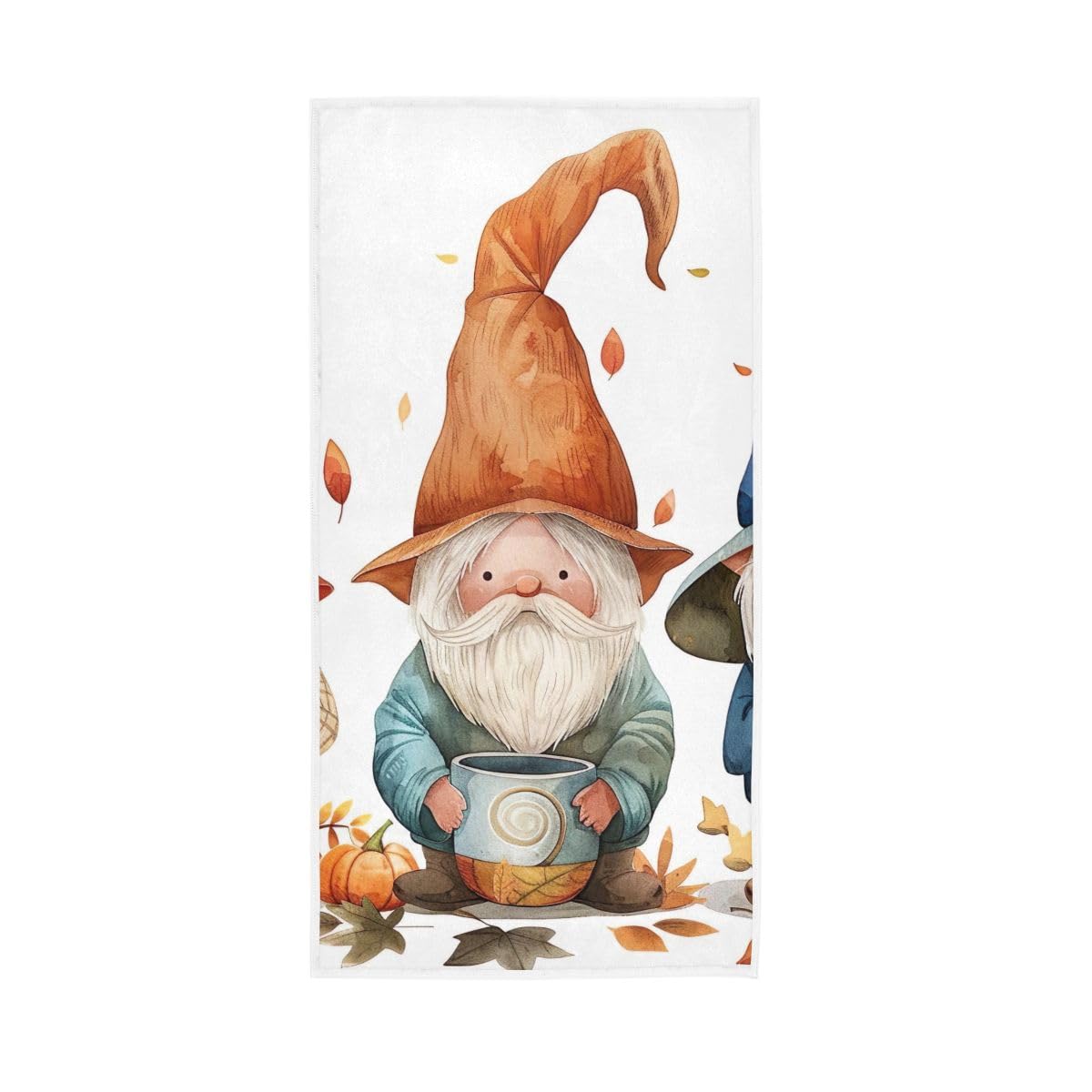 LSRCPD Cute Autumn Gnomes White Hand Towels Soft Washcloths Bathroom Towel 15 x 30 Inch