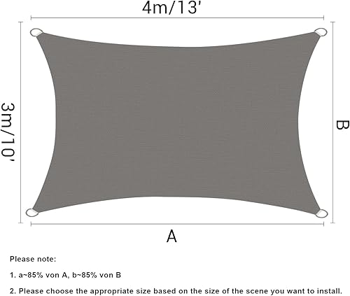 Miniatura 2 de HOMPER Toldo tipo vela impermeable de 10 x 13 pies, bloquea eficazmente los rayos UV del 95%, tela Oxford, para patio, balcones, jardín, fiesta,
