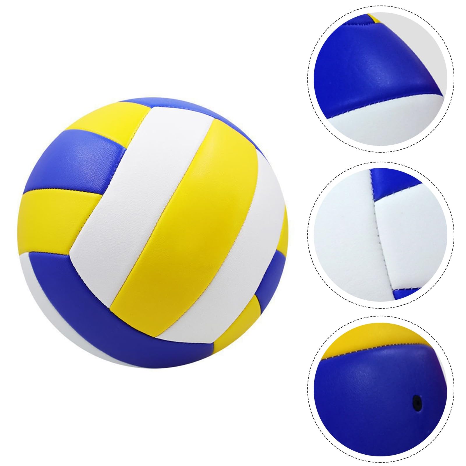Volleyball Größe 5 Strand Outdoor Indoor Offizieller PVC Wettkampfball mit Maschinennähte, Blau Weiß Gelb