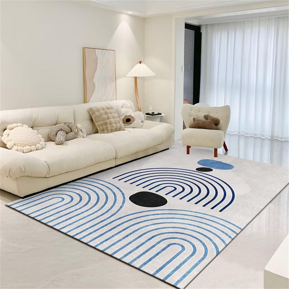 Tapis chambre garçon bleu 80x80cm moderne géométrique et salon