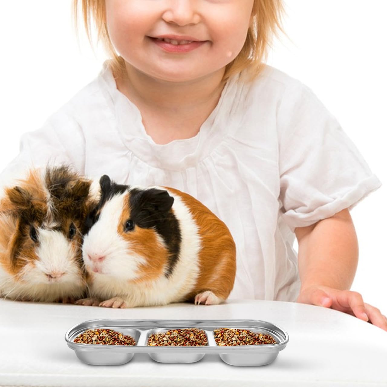 Futternapf für Haustiere mit mehreren Gittern, 2 Stück, Edelstahl, Katzennapf, geteilt, für Kätzchen, kleine Hunde, Haustiere, Futter und Wasser