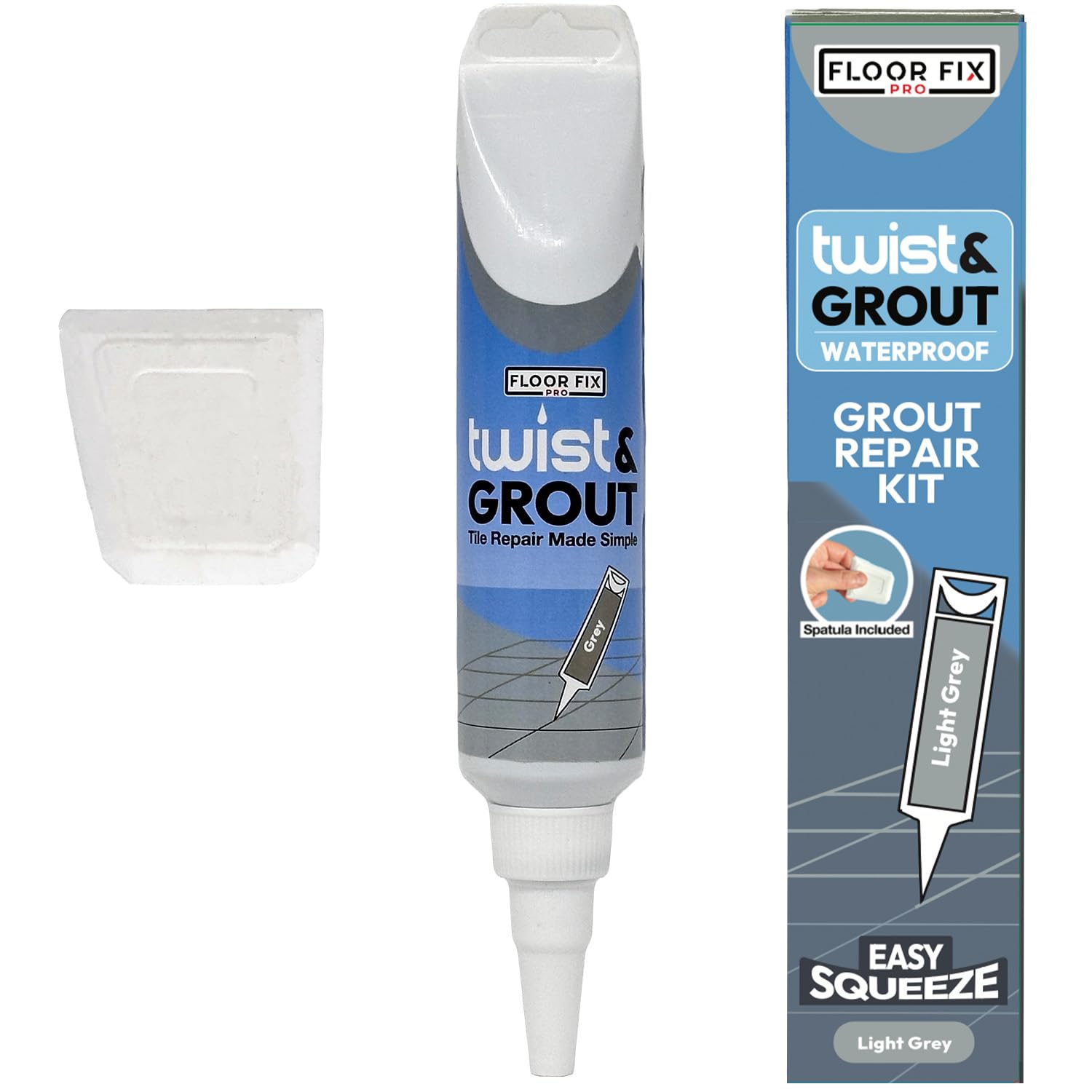 Floor-Fix Pro Twist & Grout Reviver – Premixed Tile Repair for Bathroom, Shower & Kitchen with Smoothing Tool (Light Gray, 8.8 Fl Oz)