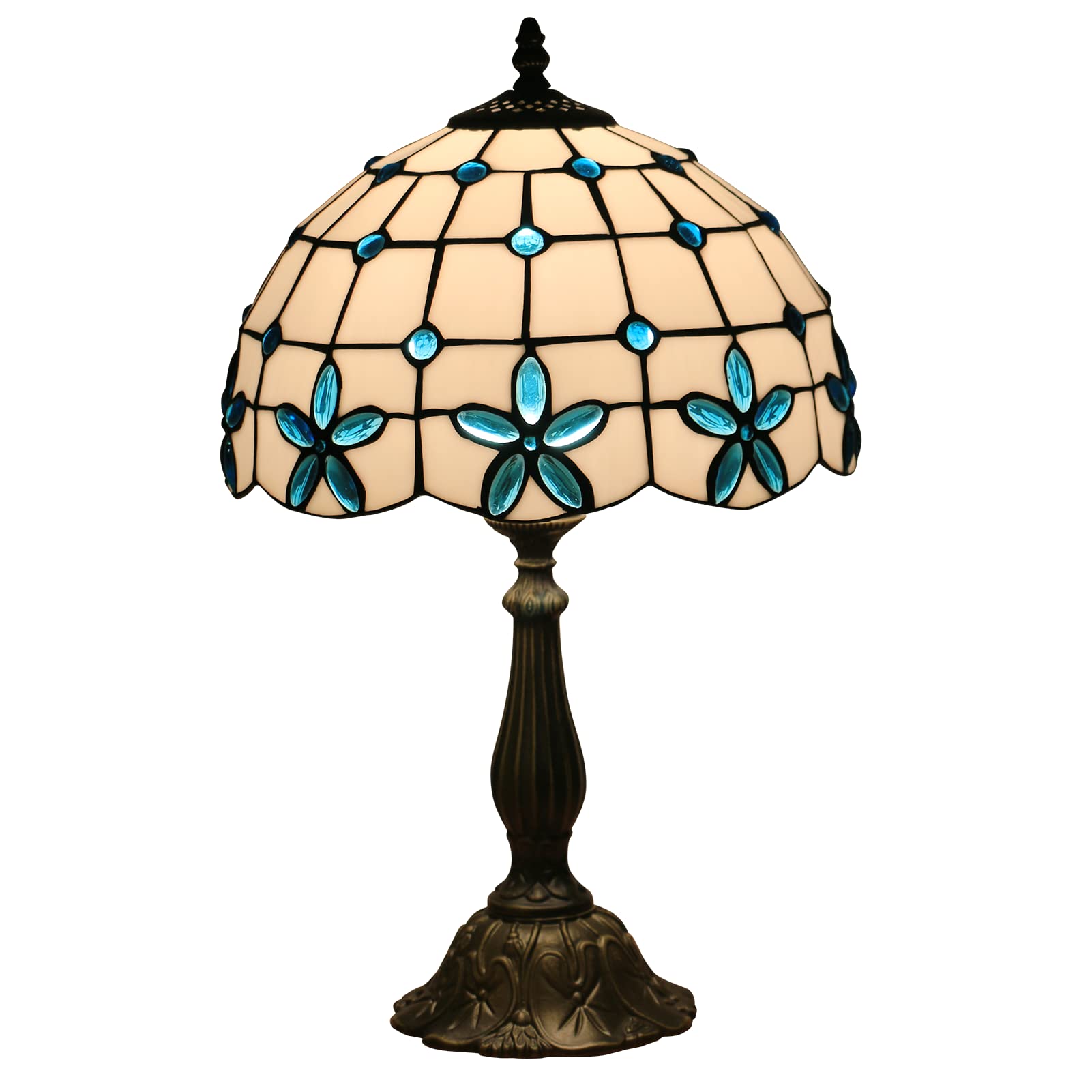 Uziqueif 12in Tiffany Style Lamp, Handmade Lamp Shades, Stained Glass Lamp, Lamps for Bedrooms, Tiffany Lights Table Lamps Decorative Lamp,Blue