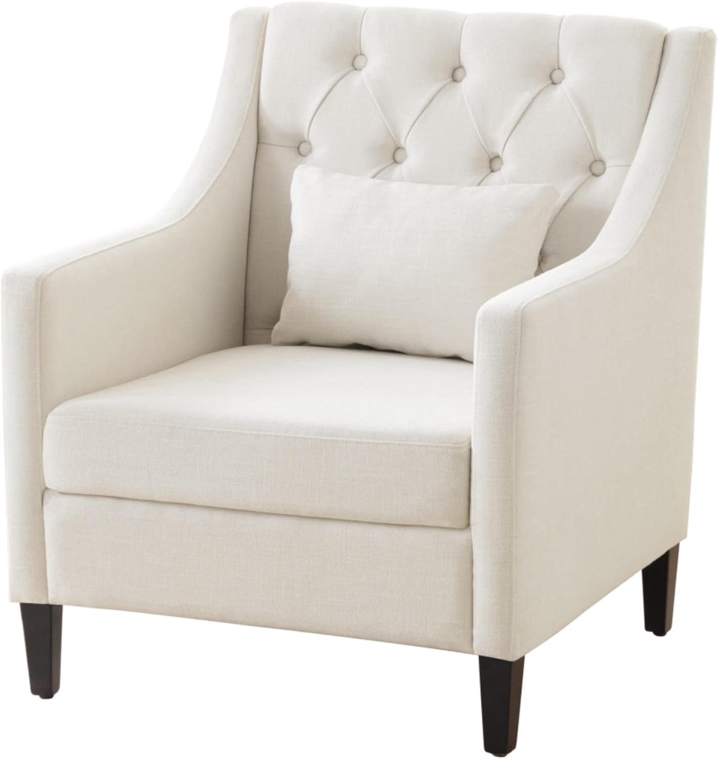 Elegant Accent Armchair with Tufted Back and Lumbar Pillow