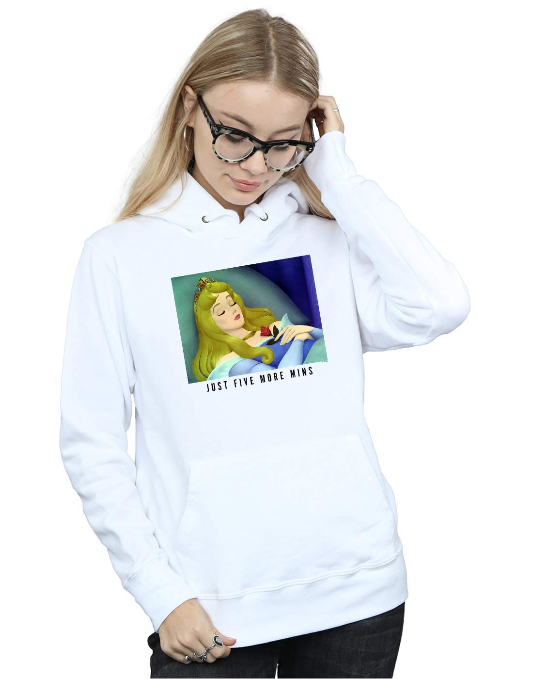 Disney Princess Women's Sleeping Beauty Five More Minutes Hoodie White Medium