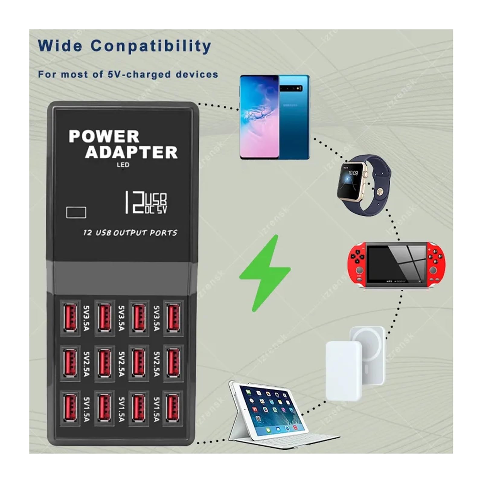 Chargeur USB 12 24 Multi Ports HUB 100W Station de Charge Dock Universel Adaptateur d'alimentation Mural de Bureau(24 Port USB)