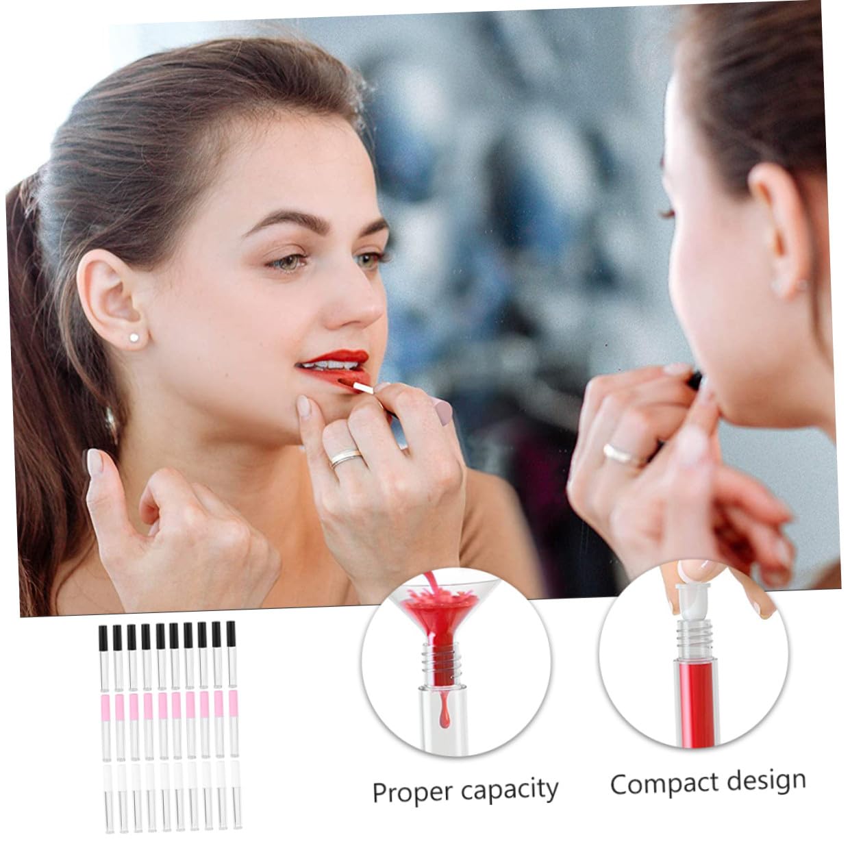 Bottiglia per Lucidalabbra Rotonda 2, 5ml in Abs, 30 Pezzi | Design Mini Compatto, per Fluido Colorante Labbra e Olio, Formato da Viaggio, Facile Travaso