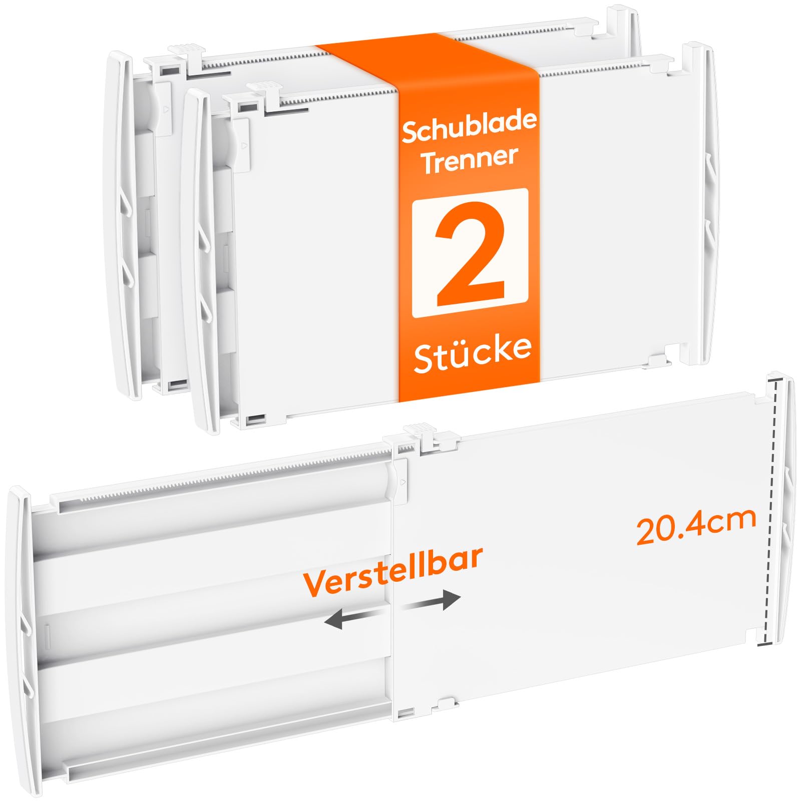 Lifewit 2 Stück Schubladentrenner, Verstellbar Schubladen Trenner für Innenlänge 35–55cm & Höhe＞20,5cm, Schubladen Organizer Schubladenteiler für Kleiderschrank Wickelkommode Schreibtisch Küche, Weiß