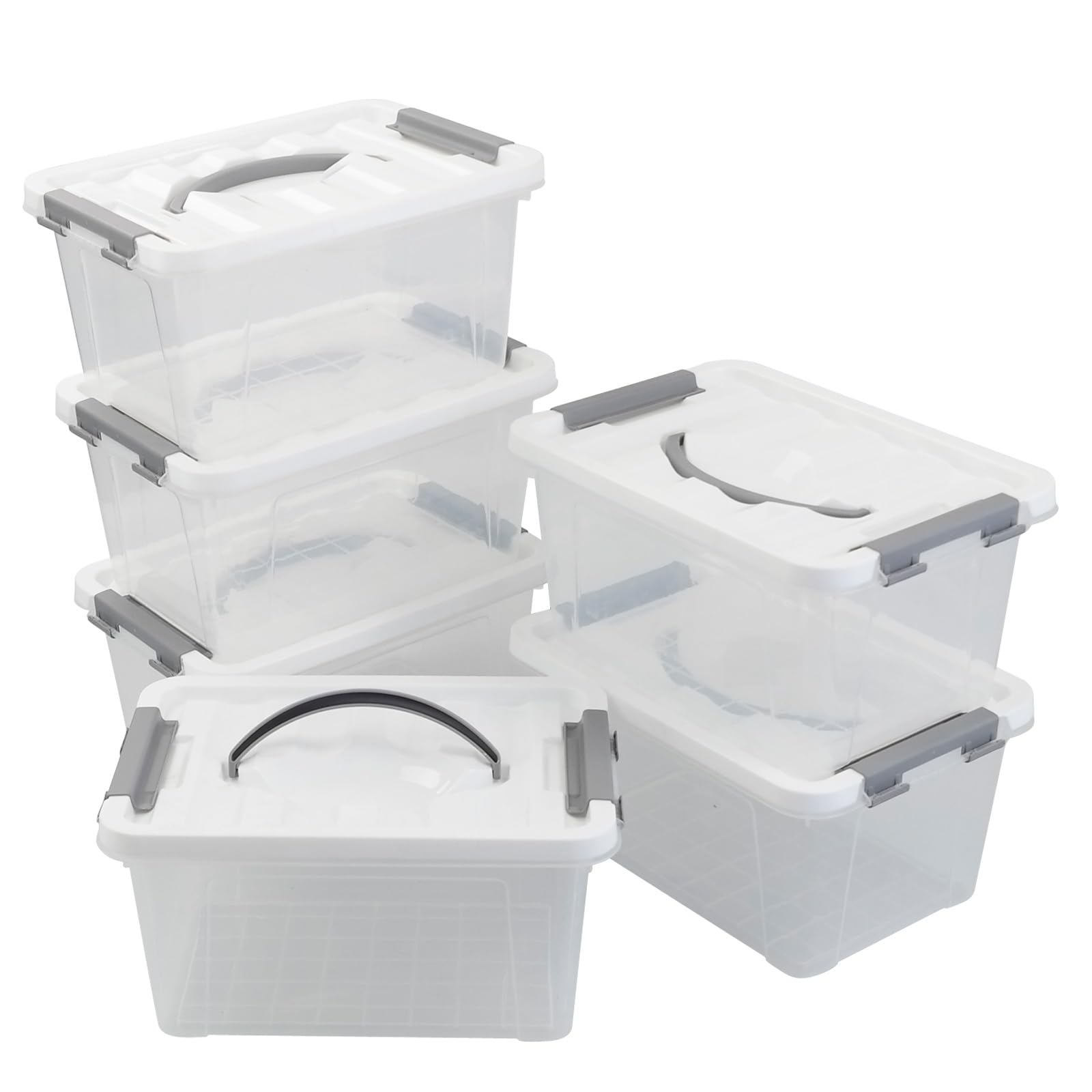 Saedy Plastic Lidded Storage Container, 6 Packs, 5 L Latching Storage Boxes
