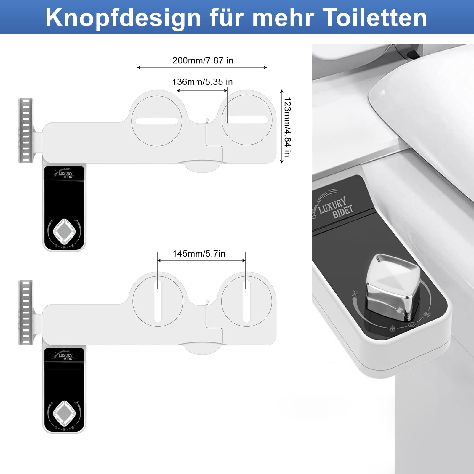 Bidet Einsatz für Toilette Nicht Elektrisch Bidet Aufsatz für Toilette mit Einziehbare Selbstreinigende Doppeldüsen Dusch WC-Aufsatz,Einstellbarer Wasserdruck Bidets Toilette für Frau und Mann