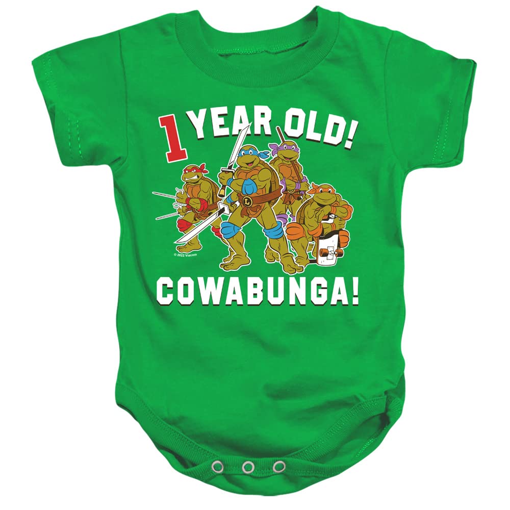 Popfunk TMNT Teenage Mutant Ninja Turtles Cowabunga Birthday Unisex Infant Snap Suit for Baby (18 Months, Kelly Green)