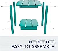 Vista 6 de nalone Adirondack - Mesa auxiliar para exteriores de 16.5 pulgadas, mesa auxiliar de plástico HDPE doble Adirondack para patio (Aruba)