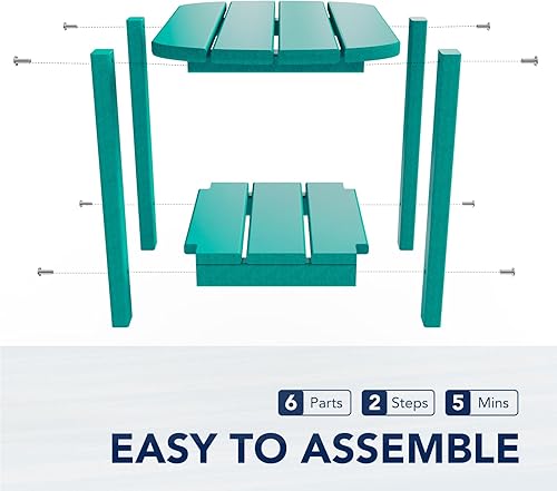 Miniatura 6 de nalone Adirondack - Mesa auxiliar para exteriores de 16.5 pulgadas, mesa auxiliar de plástico HDPE doble Adirondack para patio (Aruba)