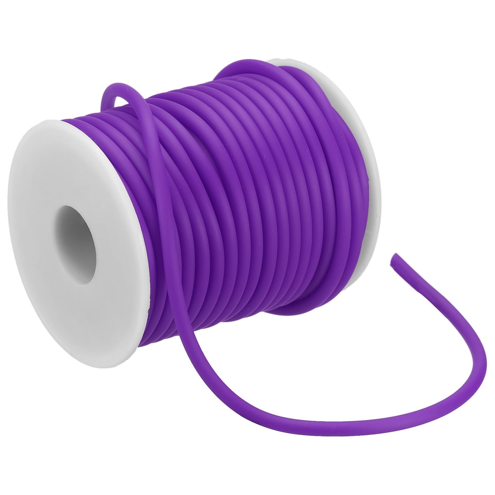 PATIKIL Hollow Pipe Rubber Cord 16 Yards 4mm, PVC Rubber Tube Cord 2mm Hole with Plastic Spool for Knitting Beading DIY Craft Purple
