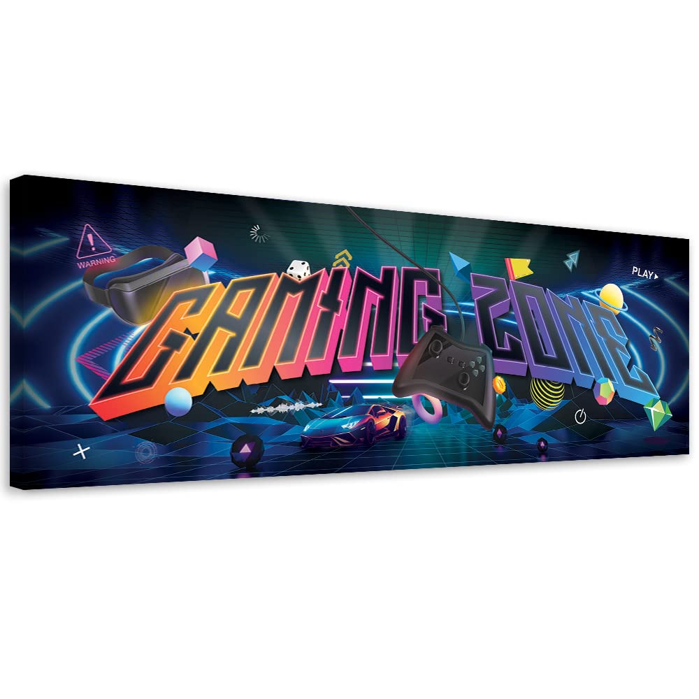 Feeby Cuadro en Lienzo Para Jugadores Videojuegos 90x30 cm XXL 1 Pieza Modernos Impresión Artística Calidad fotografica Imagen Decoración De Pared Salon Dormitorio Abstracto Gaming Play Multi