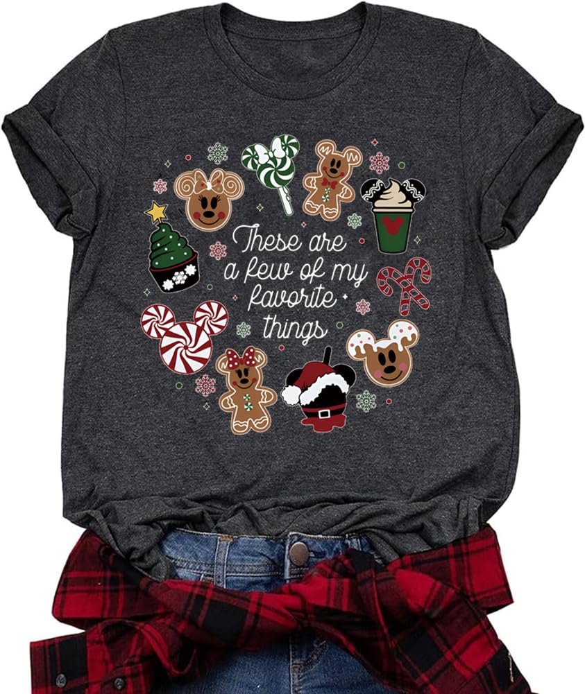 It's The Most Wonderful Time Christmas Shirts Women Santa Snowman Reindeer T-Shirts Xmas Graphic Tee Holiday Tops