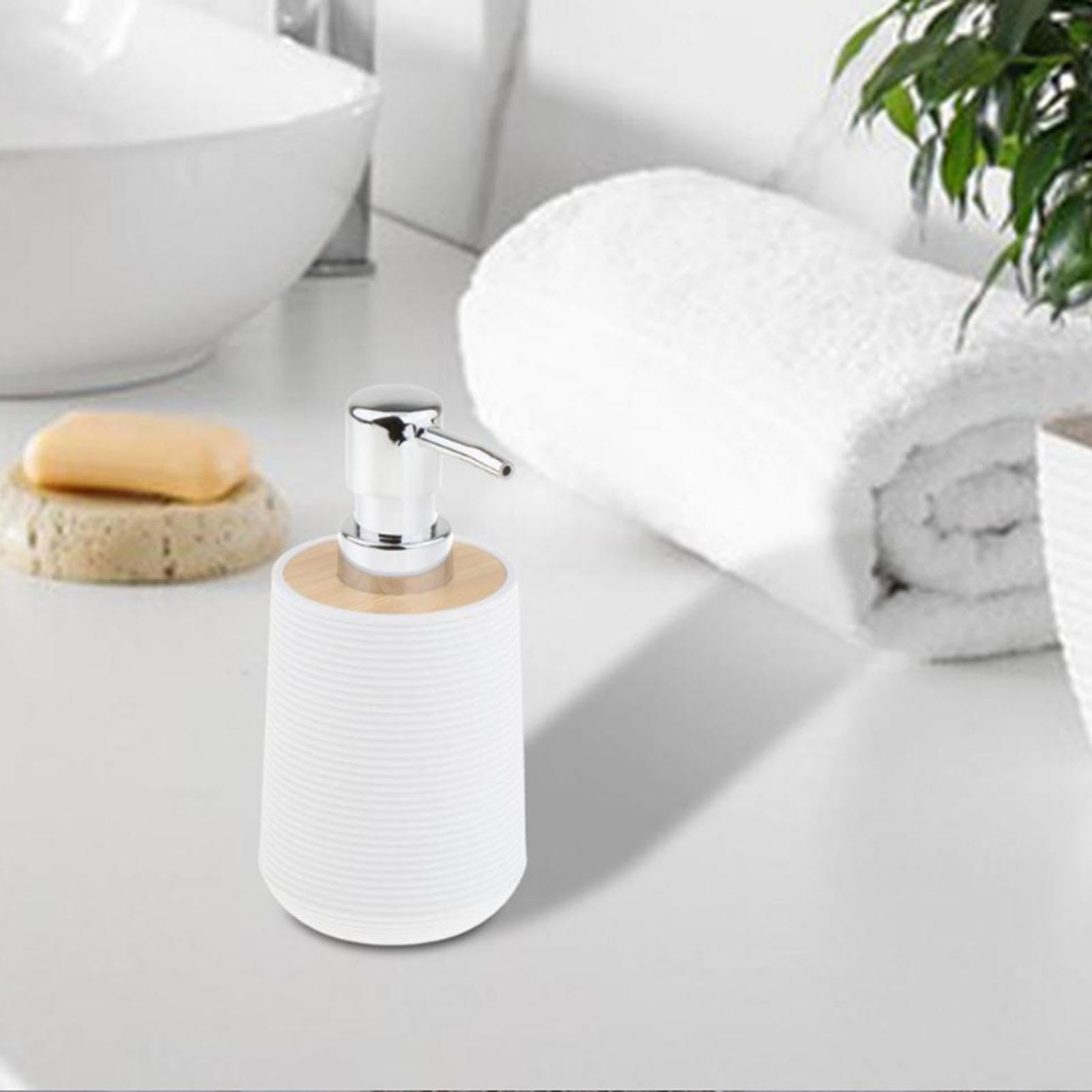 THE STYLE SUTRA Soap Dispenser with Towel Sturdy Lotion Dispenser for Kitchen Bedroom Vanity White Chun Word-image-30