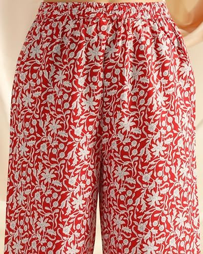 Image of DHRUVI TRENDZ Co Ord Set for Women Stylish | Ethnic Cotton Casual Cord Set | Stylish Summer Kurta & Pant Set | Casual Daily Outfit Night Suit for Women | Full Sleeve Top with Relaxed Fit Trousers