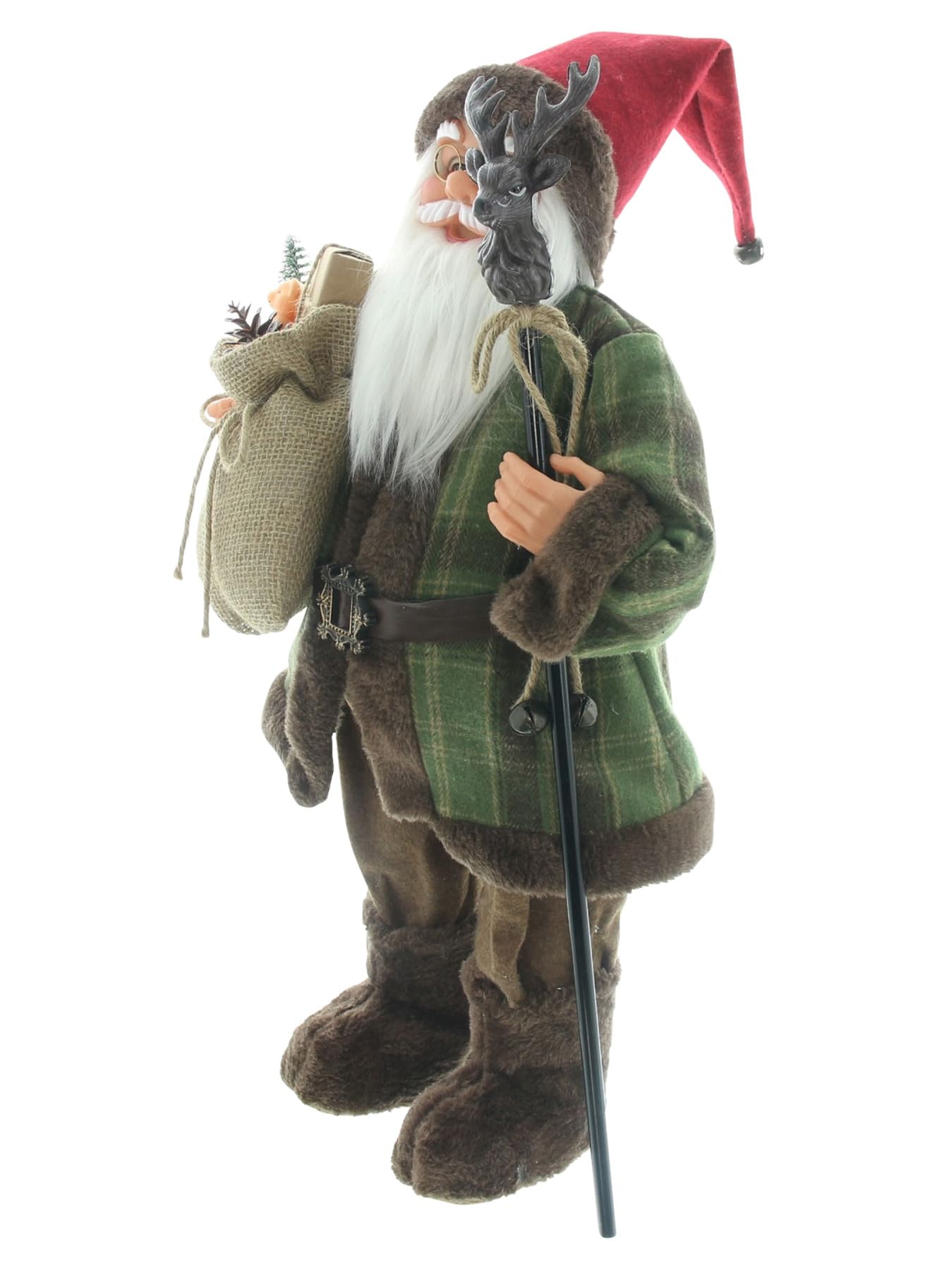 Dekoleidenschaft Dekofigur Santa mit Stab Weihnachtsmann 60 cm hoch, Nikolaus, Santa Claus Figur, Weihnachtsdeko