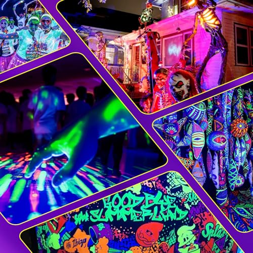 Image of 6Pack 45W Black Light, LED Blacklight Bar with 6.6ft Cord, Glow in The Dark Light Up 28x28ft, for Glow Party, Neon Decoration, Body Paint, Fluorescent Poster, Birthday, Halloween, Bedroom