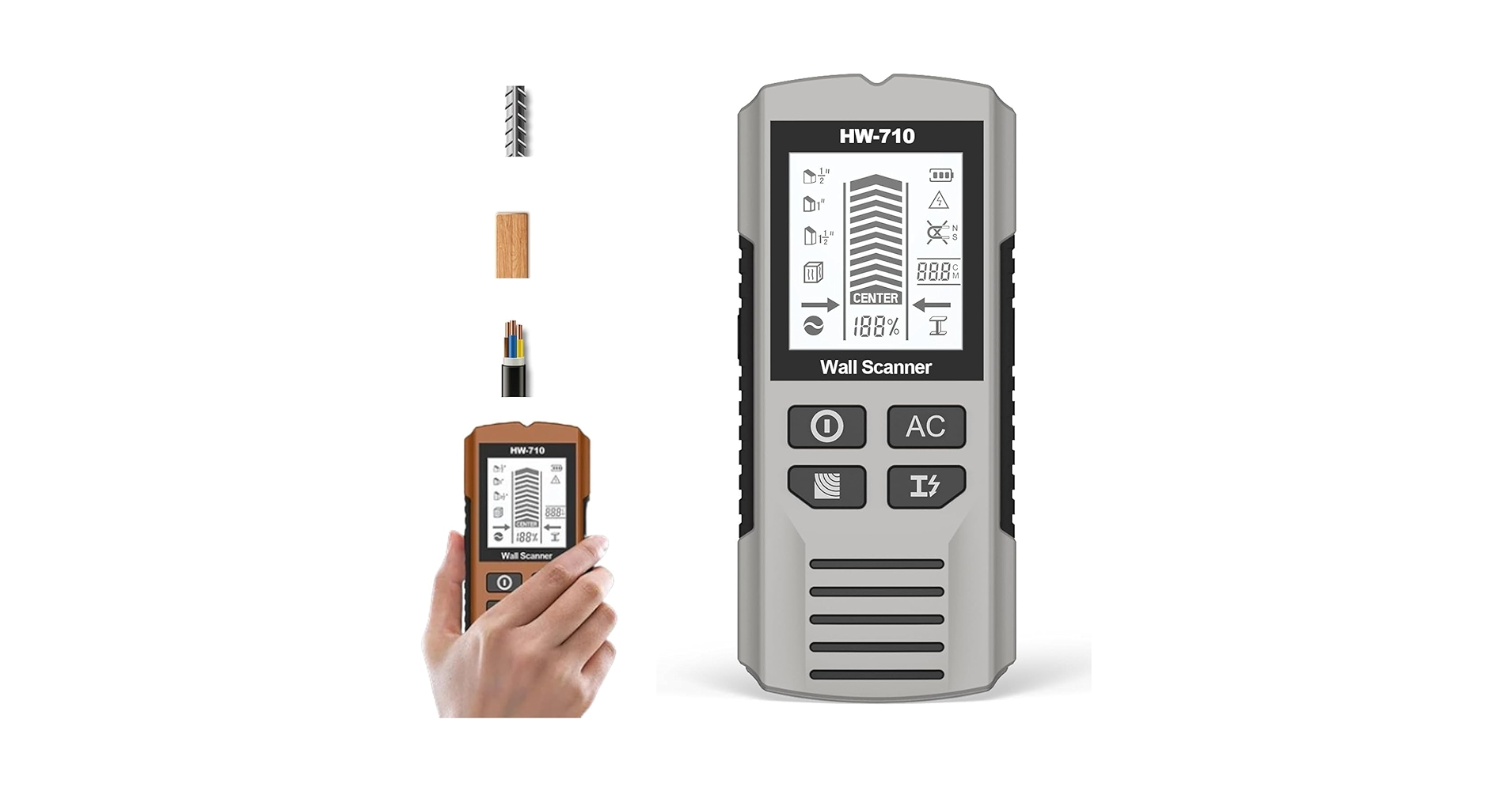 MHADBKH 5 In 1 Metal Detector Portable Finder Metal Wood Studs Wire Cable Pipe Wall Scanner Handheld Detection Tool