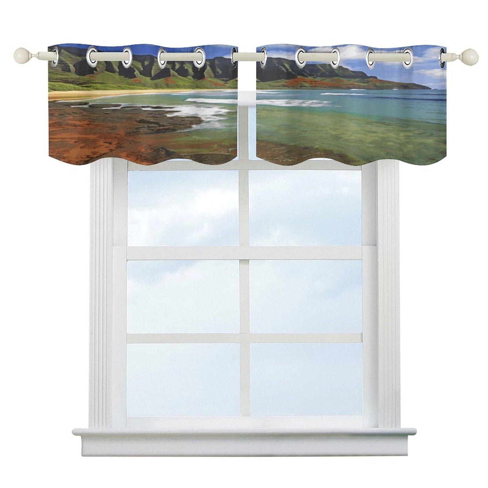 FekiLoot Kauai Hawaii Seashore Short Curtains Valance Curtain