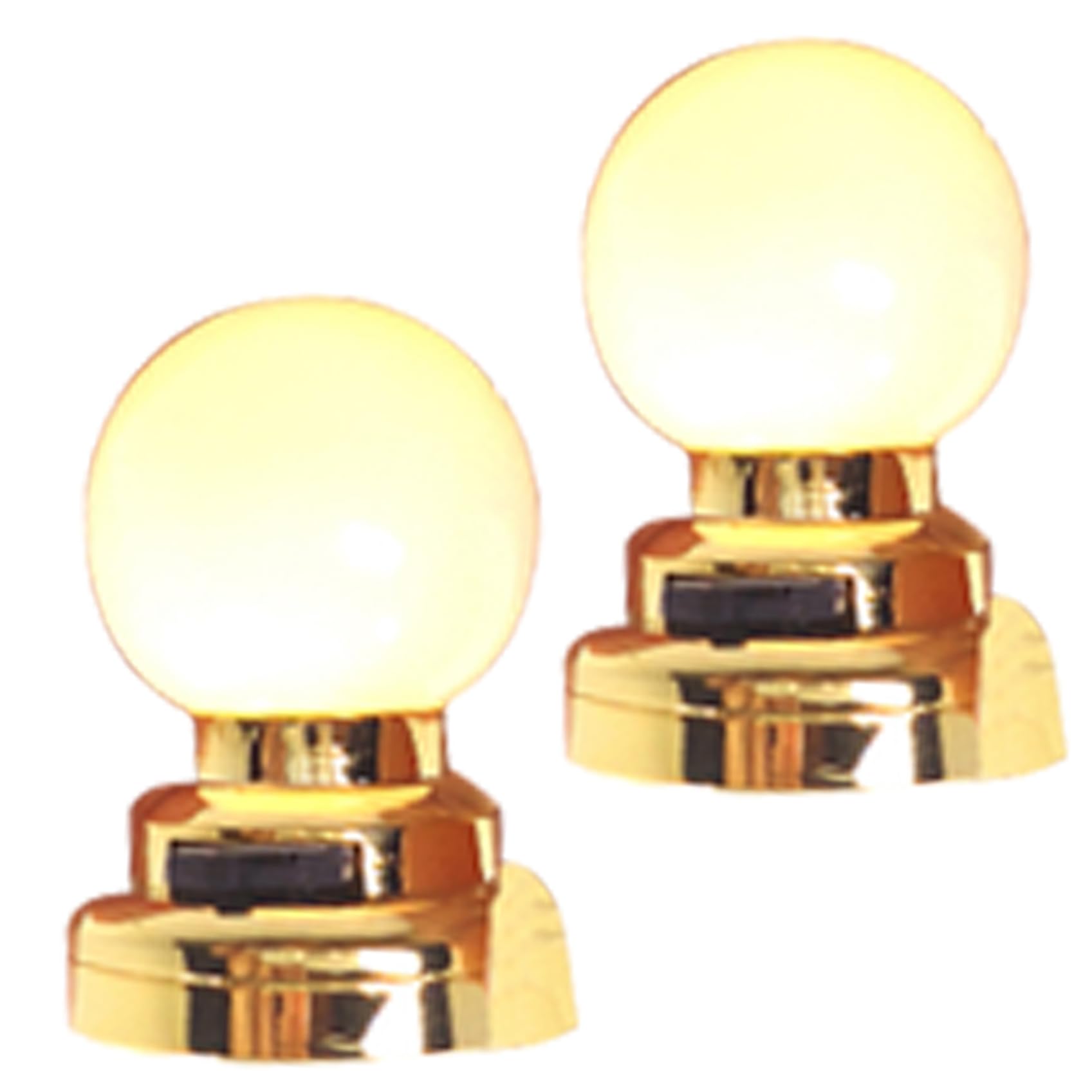 2Pcs Dollhouse Ceiling Lights 1:12 Scale Simulation Miniature Metal Battery Powered LED Lighting Round Shape