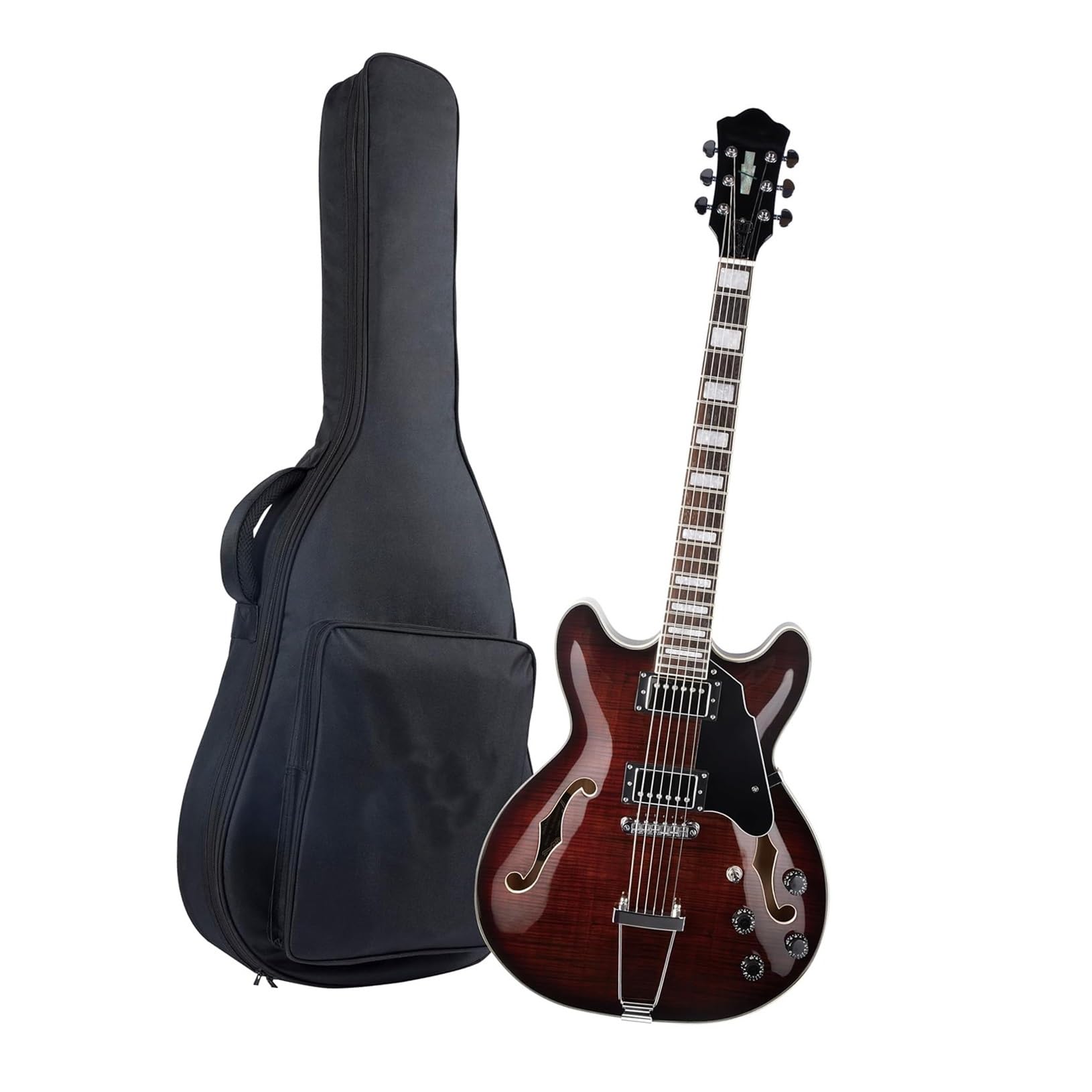 Półpusty Mostek Trapezowy I Torba Koncertowa W Zestawie Profesjonalna Gitara Elektryczna Jazzowa(Brown)