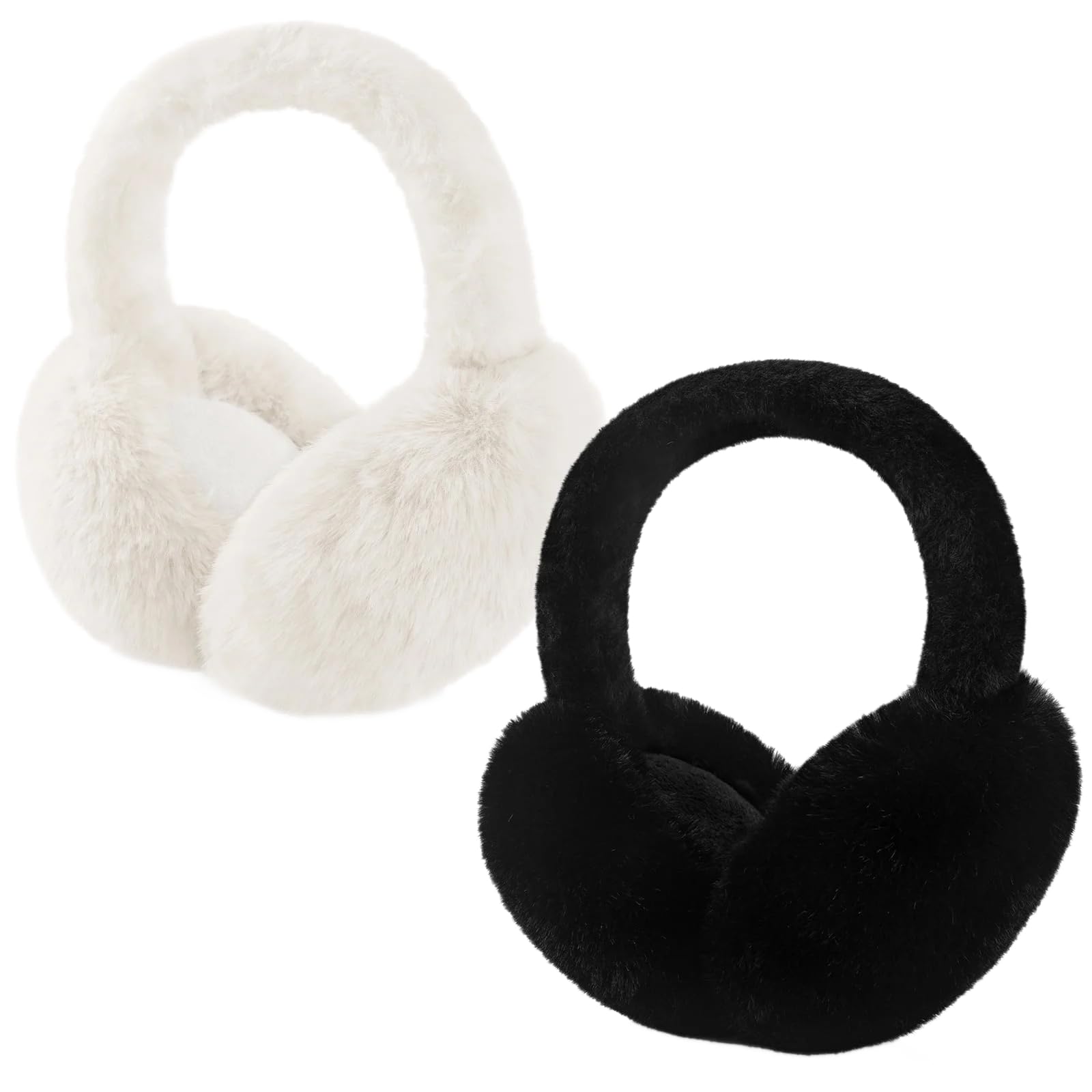 the dds store 2 Packs Women Ear Muffs Soft Cute Foldable Ear Warmers for Women Gift Dark Pink/Beige-picture-38