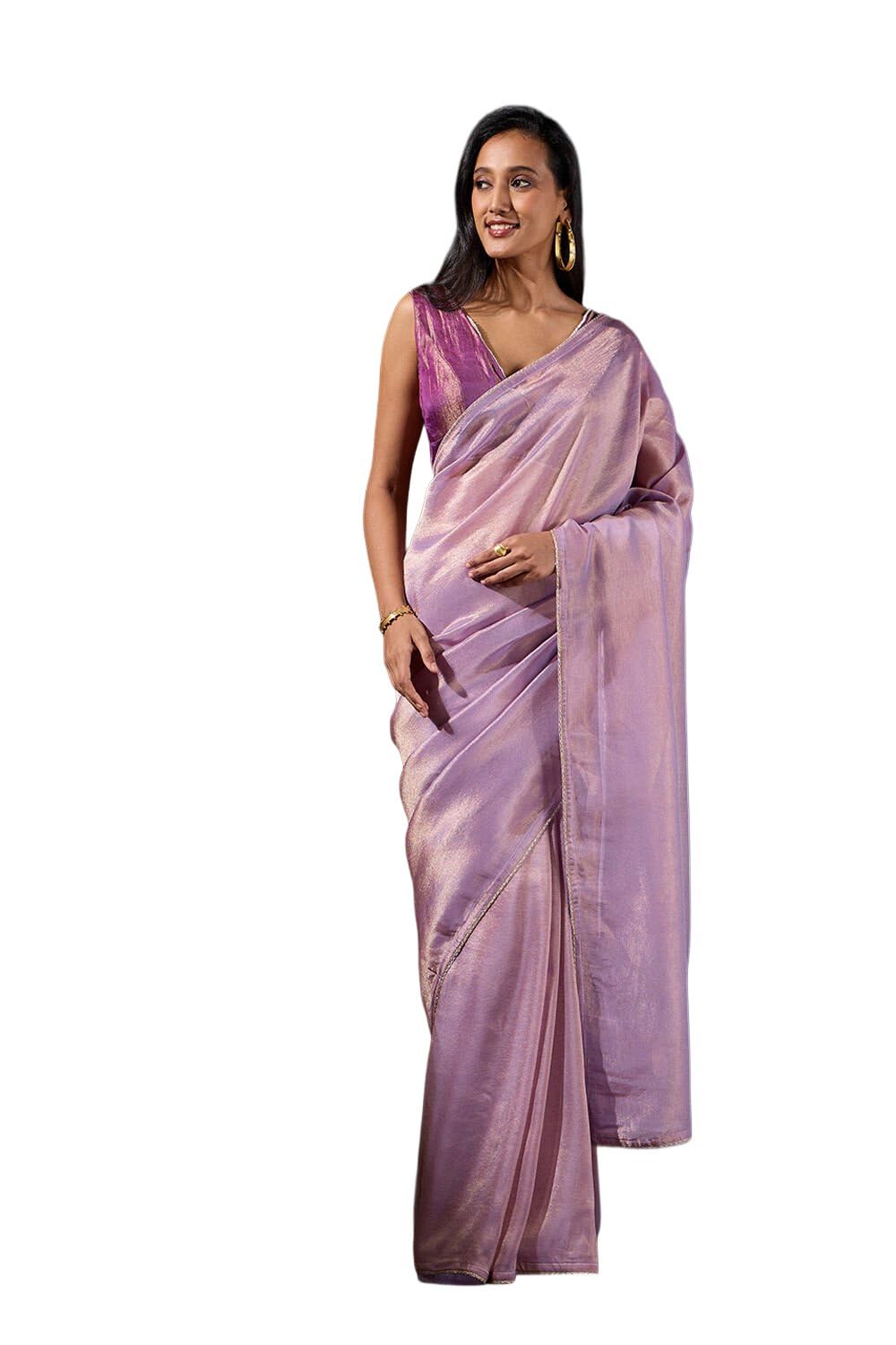- Modern Woven Viscose Tissue Saree For Women With Unstitched Blouse Piece (Purple-SAPP01AB0927)
