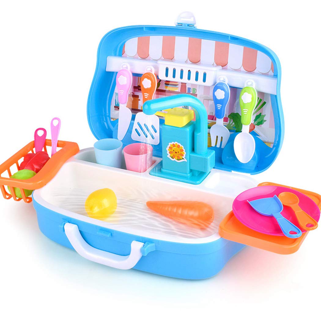 Outgeek Kids Sink Playset Electric Pretend Sink Toy Dishwasher Playset