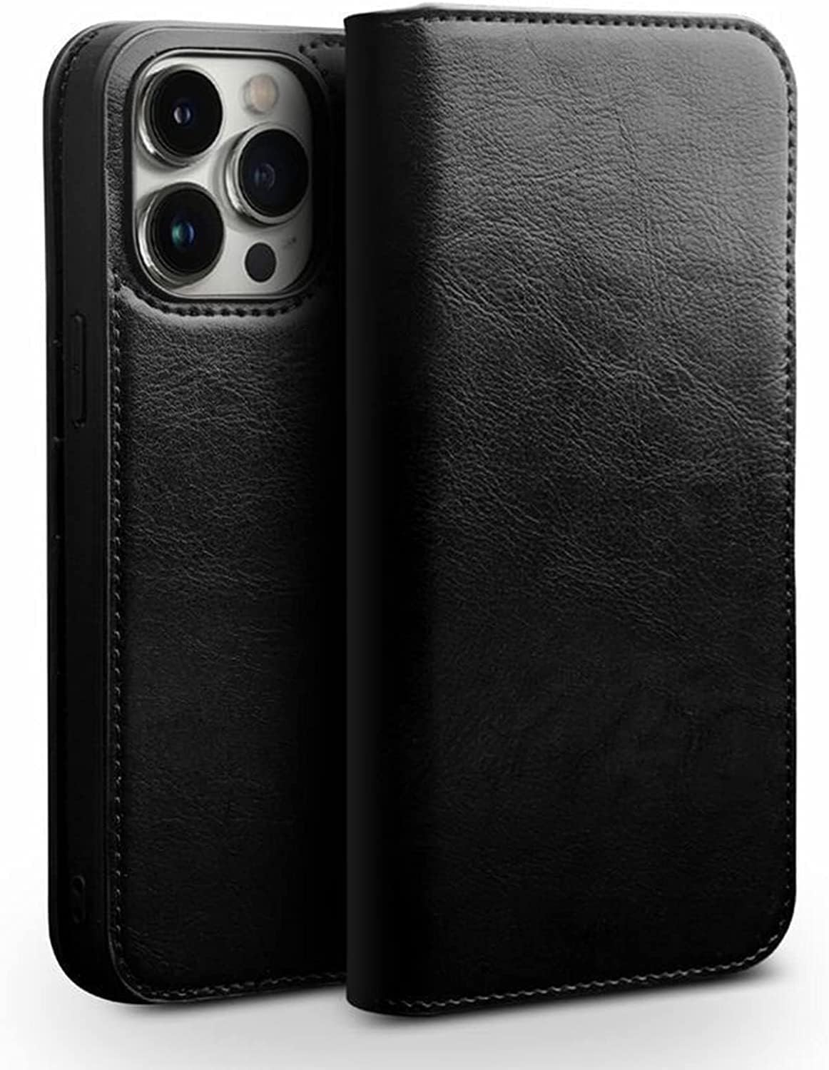 Wallet Case for iPhone 14/14 Plus/14 Pro/14 Pro Max, Genuine Leather Flip Case with [Card Holder][Kickstand] Protective Magnetic Folio Phone Case (Color : Preto, Size : 14 Plus 6.7")