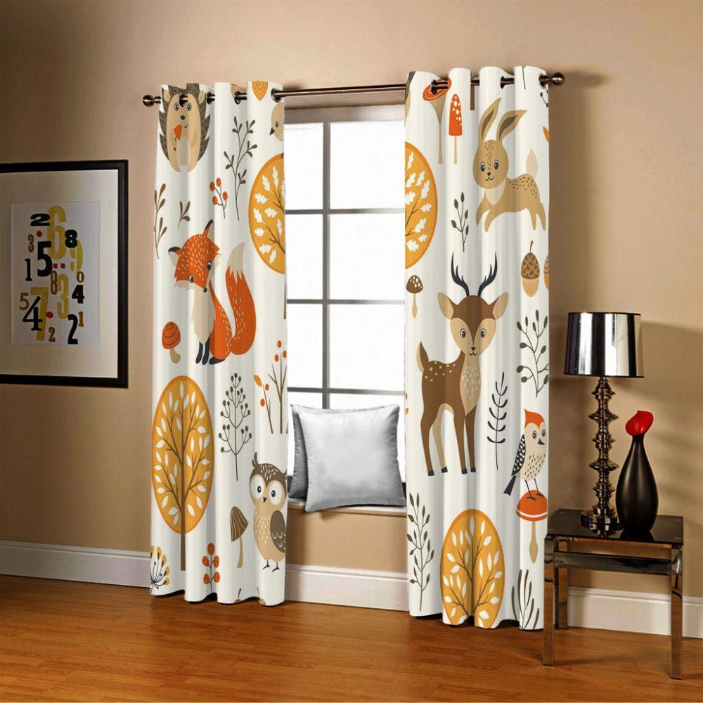 Rideau Occultant Dessin Animé Renard Cerf Lapin 3D Thermique