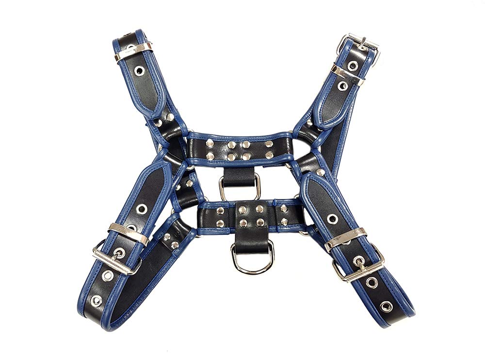 Rouge Garments Large Black/Blue O.T Harness with 2-D Rings