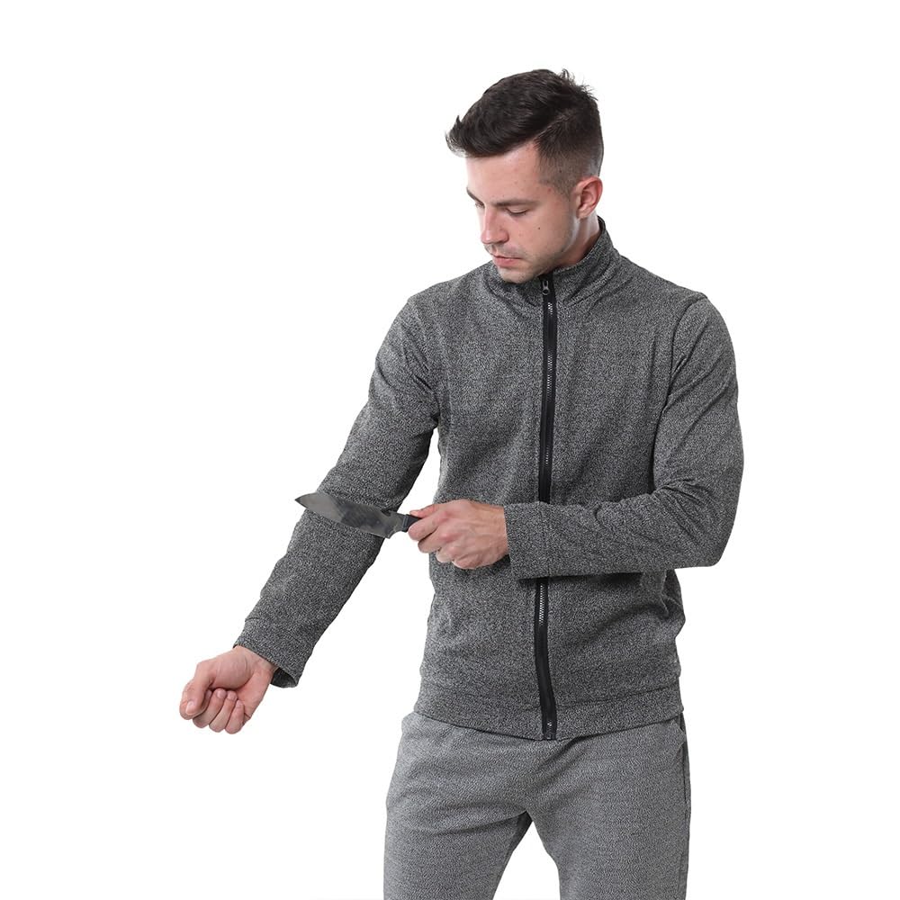 WYWY Giacca Anti-Coltello - Livello 5 Anti-Taglio Anti-Pugnalata, Resistente all'Usura, Giacca con Cerniera Anti-Strappo e Anti-Morso per Protezione Personale e Sicurezza Outdoor(S)