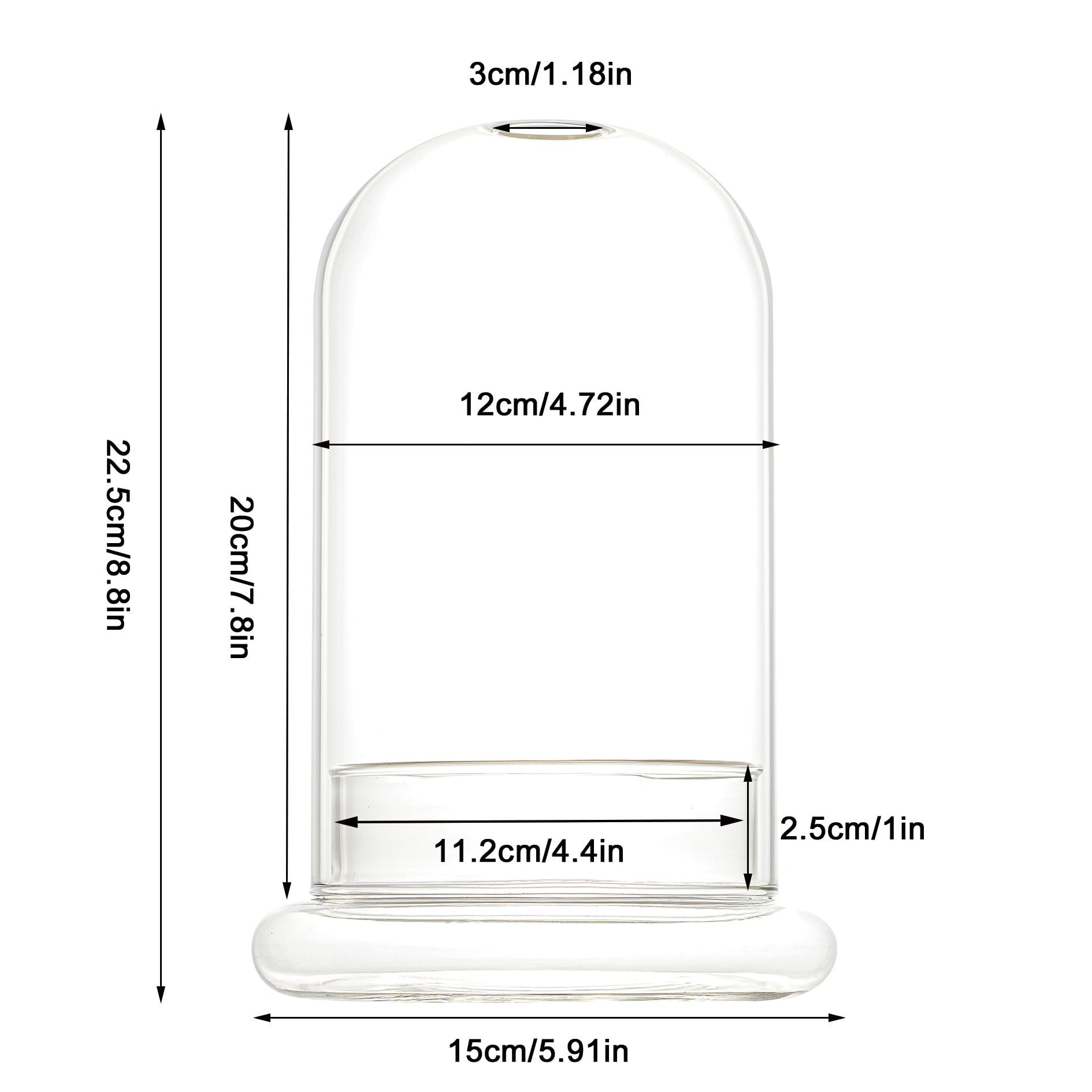Terrario de cúpula de cristal con base y agujeros de ventilación, 7.9 x 4.7 pulgadas, vitrina transparente para plantas carnívoras, suculentas, atrapamoscas Venus y rosas eternas, caja de regalo