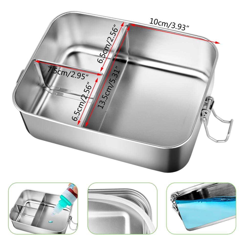 thumbnail: MAOOY RVS Lunchbox 1200 Ml - 3 Vakken Met Vaste Scheidingswand, Lekvrij En Vaatwasmachinebestendig | BPA-vrije Brooddoos Voor Werk Of School