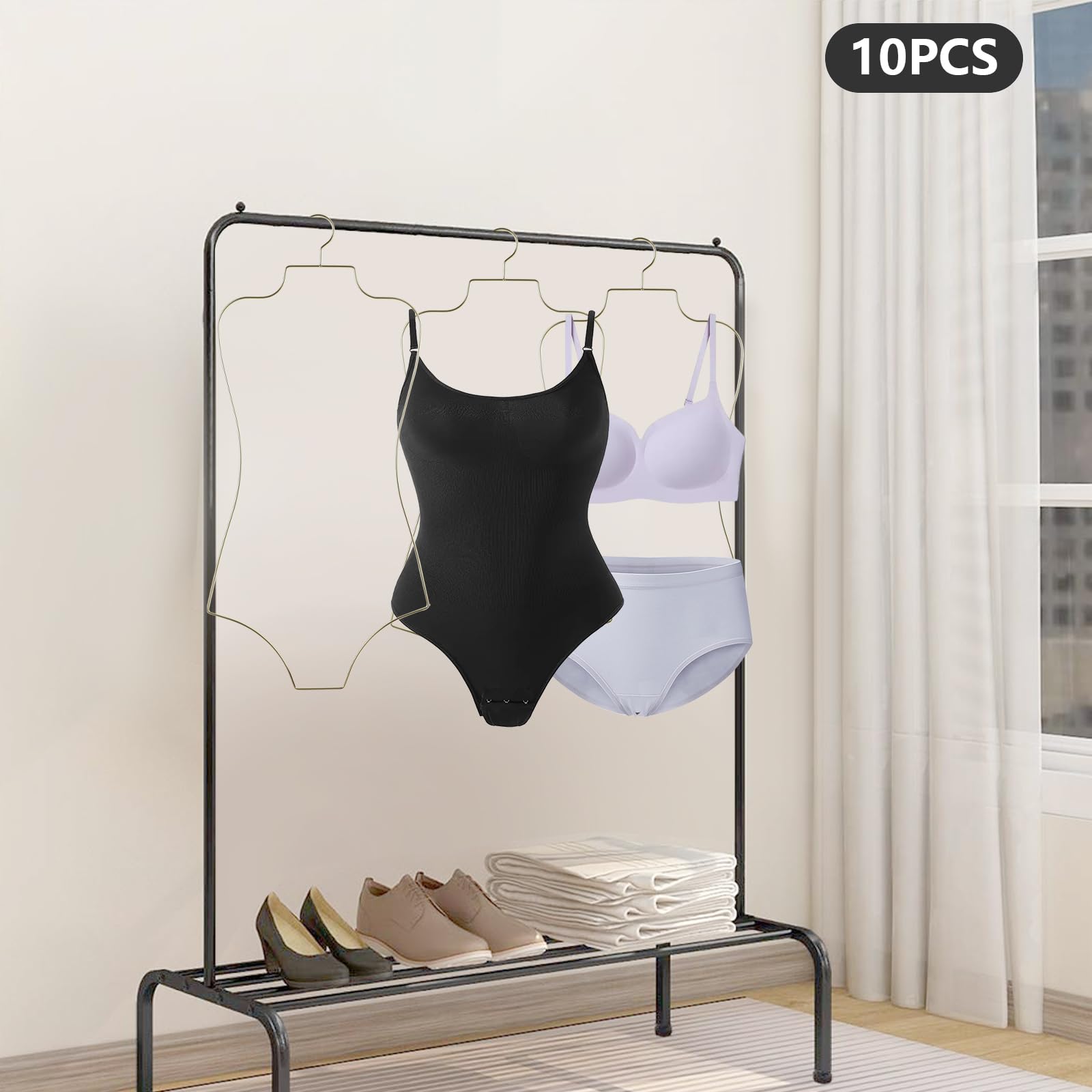10 Stück Sanduhr-Design Kleiderbügel,Goldene Körperform-Kleiderbügel aus Metall mit Haken,Rostbeständig Bikini Badeanzug Aufhänger Draht Körperform Display für Badeanzüge Kleider & Unterwäsche