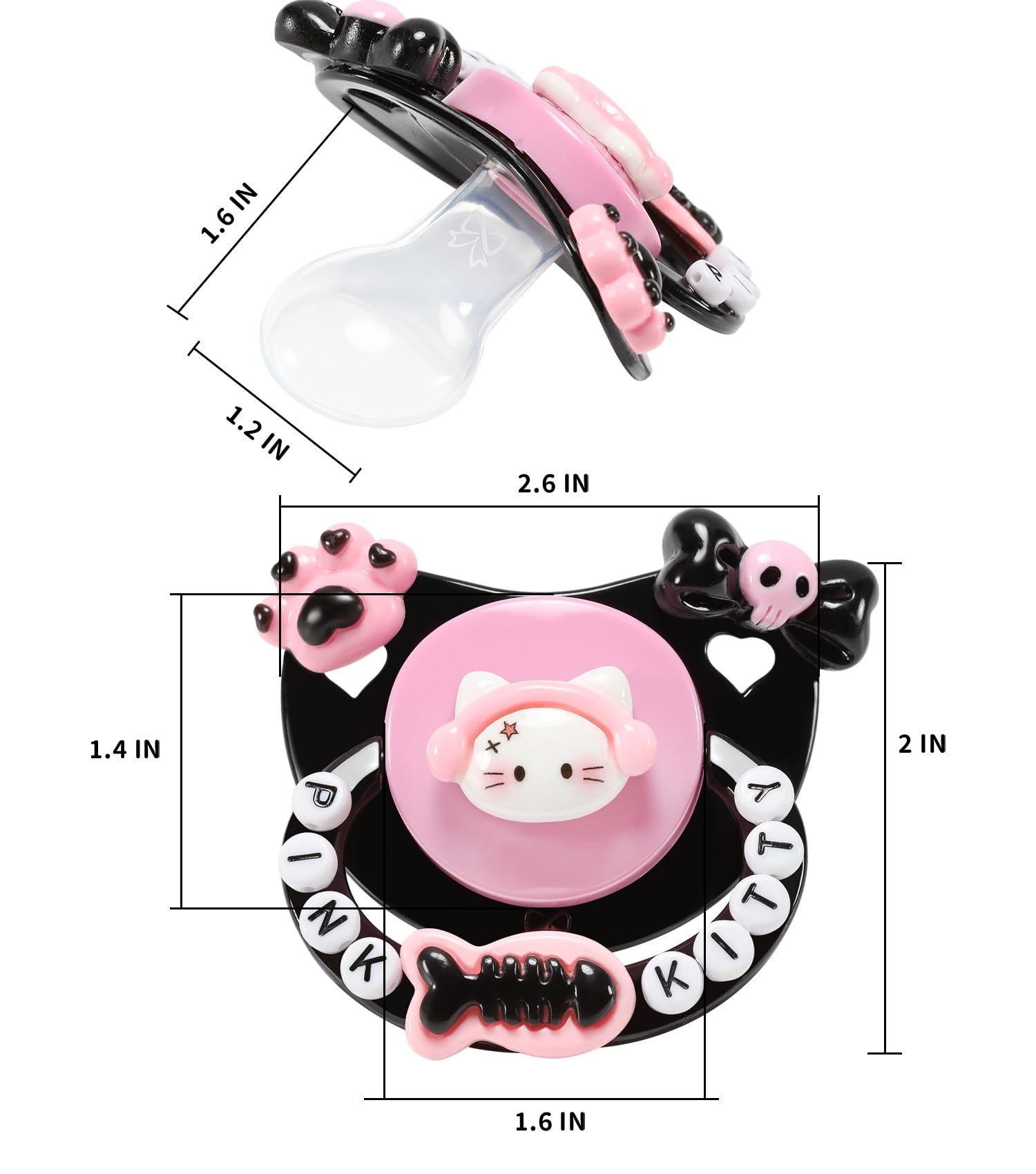 CutiePlusU Adult-Size Pacifier Dummy for Adults DIY Handmade Large Shield - Black Bunny - Image 4