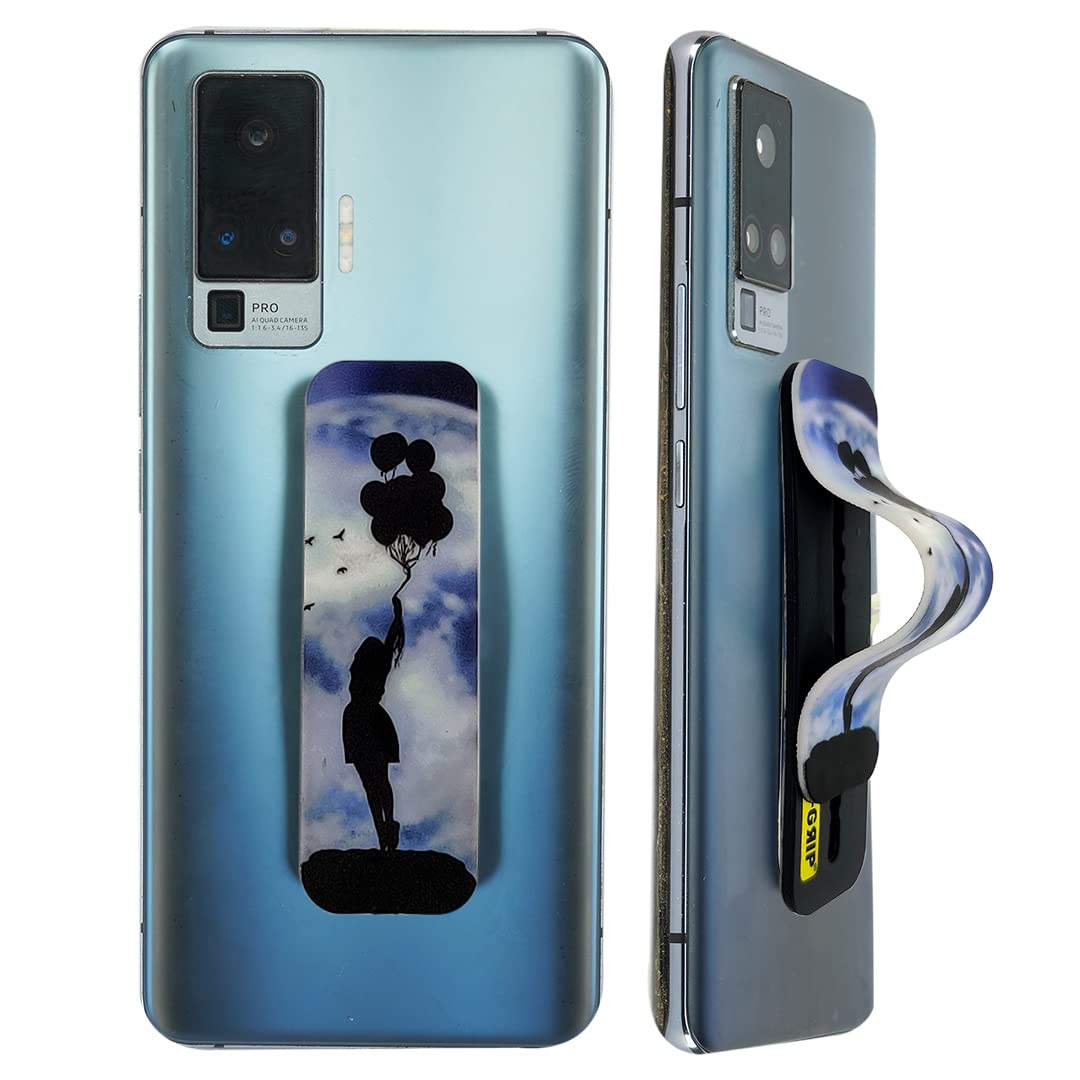 Finger Grip Selfie Holder & Mobile Stand for iPhones & Android Smartphones - Sky