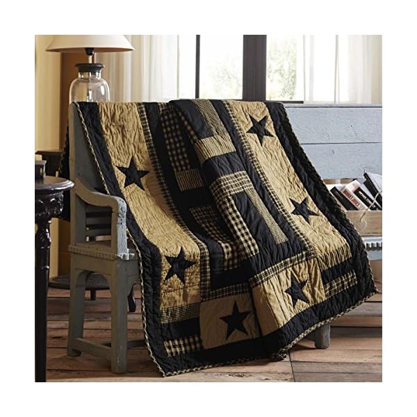Vhc brands delaware patchwork primitive decor throw raven black  urban country home decor