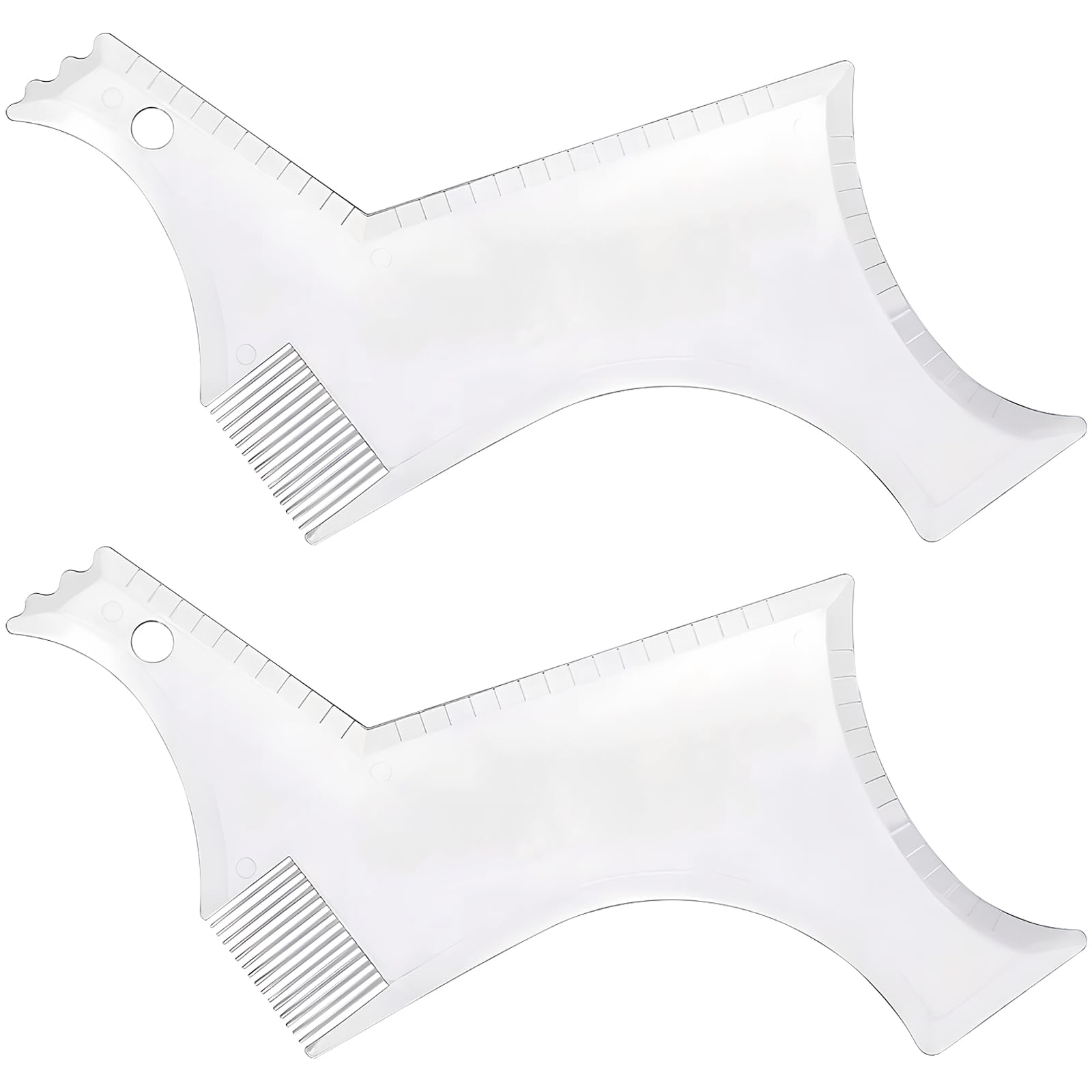 2 Pack Beard Shaping Styling and haircut tools for Men for Hairline Line-up, Edging - Stencil/Template for Trimming, Mustache, Goatee - Transparent