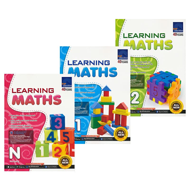 3 Books/Set Sap Learning Maths Collection Book N-K2 Kindergarten English Math Problems Teaching Books (3 BOOKS)