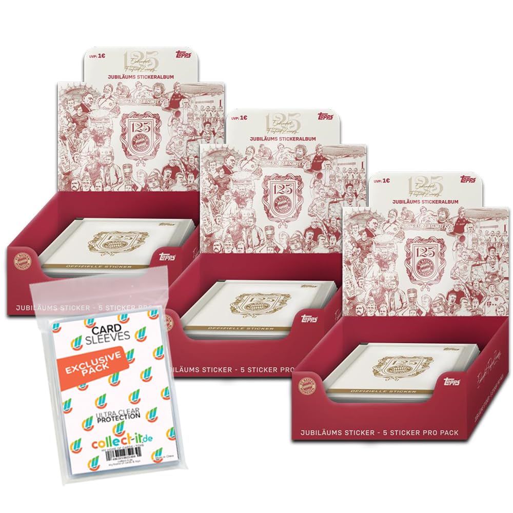 Bundle mit FC Bayern München – 125 anni – Adesivi da collezione + esclusive custodie Collect-it (3 display (90 sacchetti))