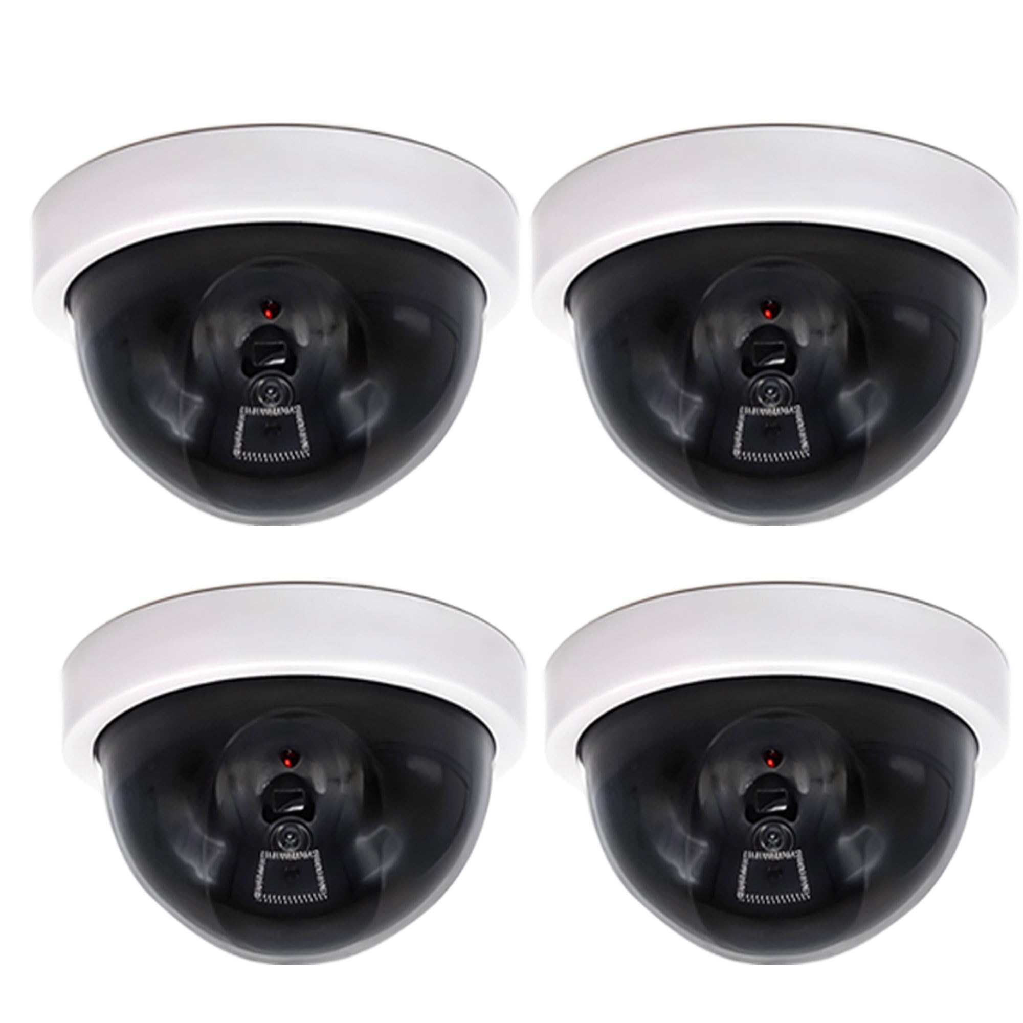 Trimming Shop 4-pak kopułkowych kamer CCTV z realistycznym migającym światłem LED, fałszywe kamery CCTV do użytku na zewnątrz / wewnątrz, niefunkcjonalny nadzór do domu, biura, sklepu, biały