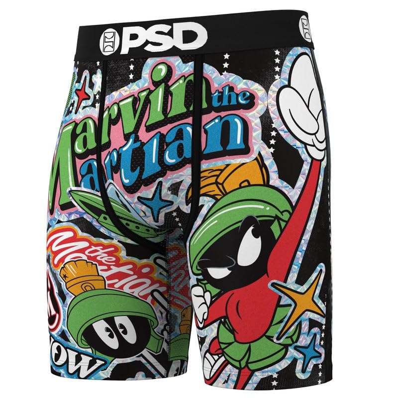 PSD Mens Looney Tunes Neon 3 Pack Boxer Briefs, Multi, L4